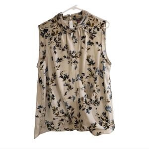 Vince Camuto  Womens Sz Xl Top Floral-Print Wrap-Front  Sleeveless Semi Sheer